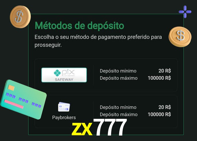 O cassino zx777 oferece uma grande variedade de métodos de pagamento
